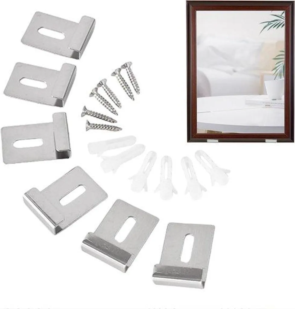 Kit fixation miroir en acier inoxydable robuste avec visserie incluse