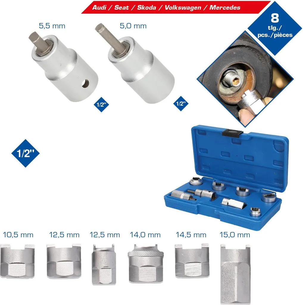 Set Smontaggio Ammortizzatori 8 Pezzi - Soluzione per Sospensioni Auto