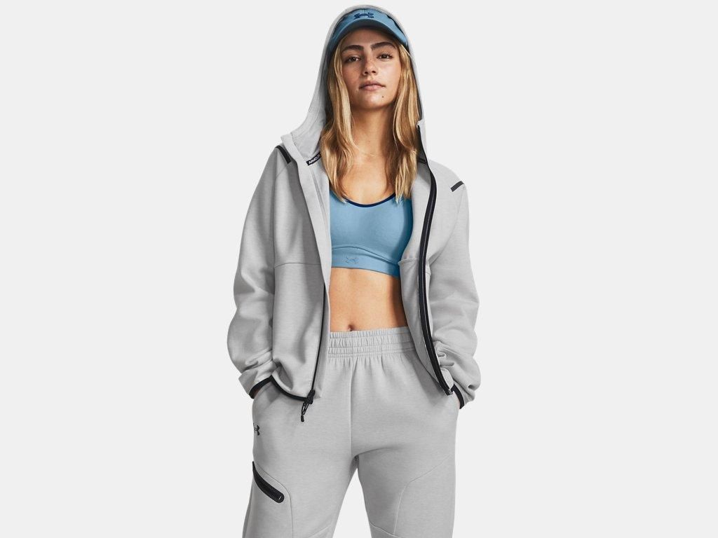 Hoodie Under Armour Unstoppable Fleece Zip Damen Senior L grau