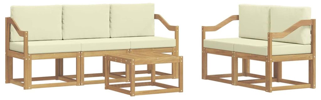 Gartenmöbel-Set 6-teilig, 5-Sitzer, aus Akazien Massivholz, Modulares Latten-Design
