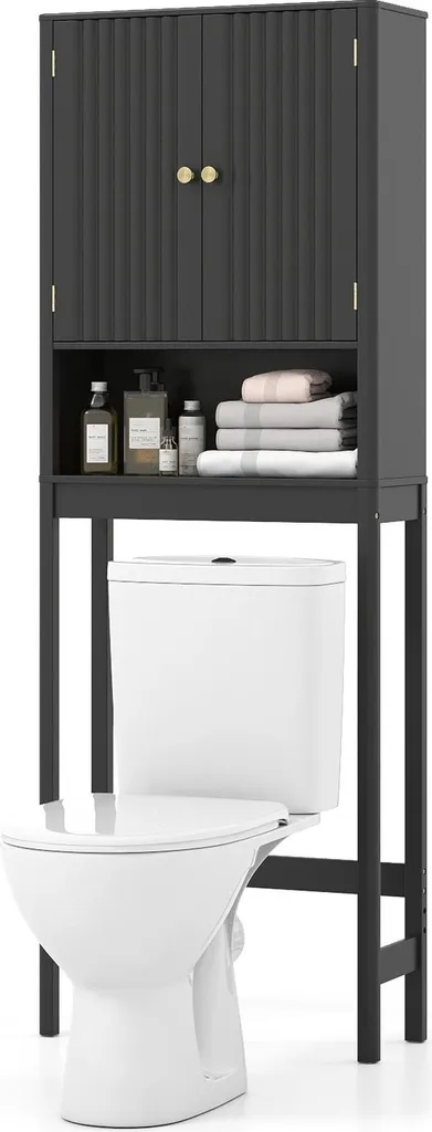 Étagère de Toilette Noire pour Organisation de Petite Salle de Bain