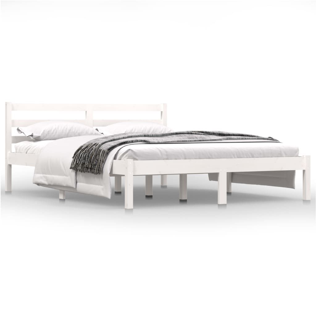 vidaXL Massivholzbett Kiefer 140x190 cm Weiß Produktbild 