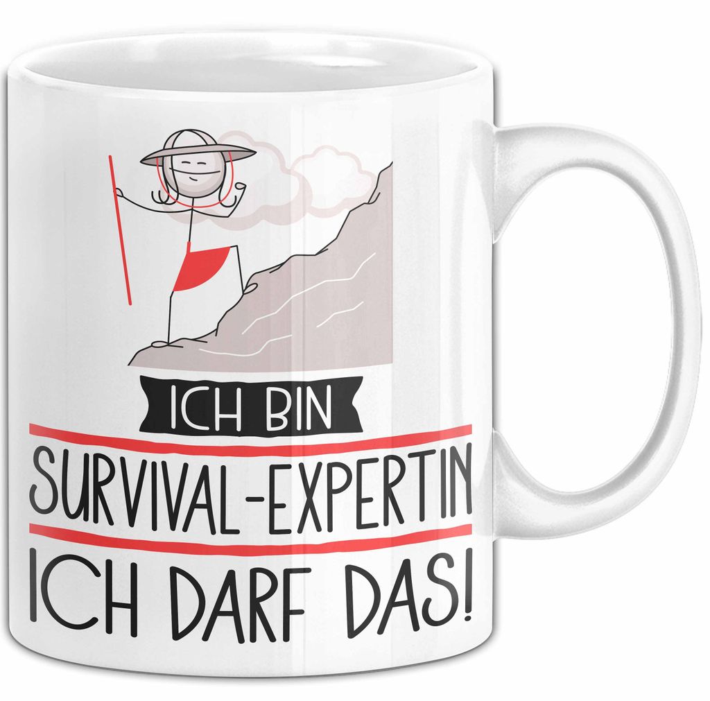 Geschenk für Survival-Expertin Tasse Lustige Geschenkidee Geburtstag Ich Bin Survival-Expertin Ich Darf Das (Weiß)