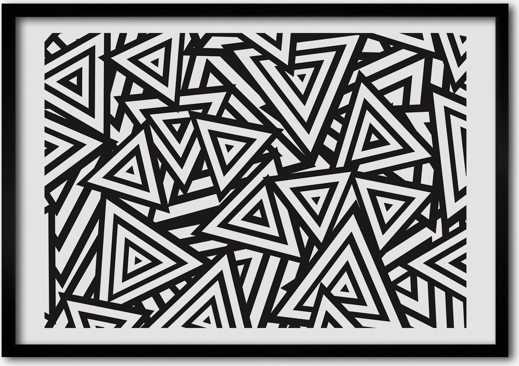Bild - Bilder - Bilderrahmen - 70 cm x 50 cm - MDF-Rahmen, Wandkunst Dreiecke Hintergrund