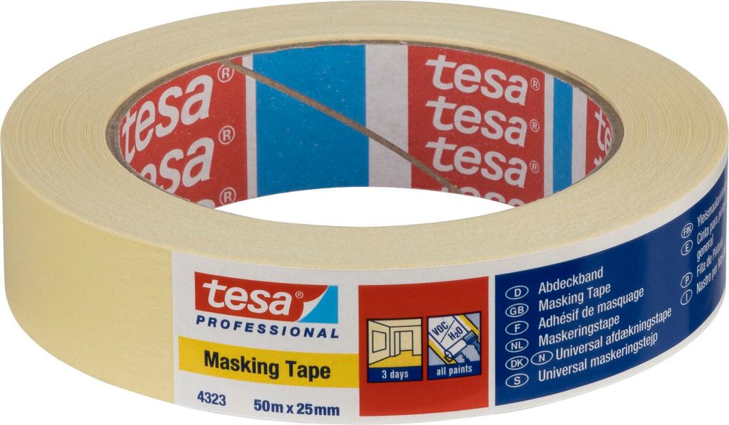 Tesa Kreppband 50m x 25mm Standard beige 04323 Produktbild 