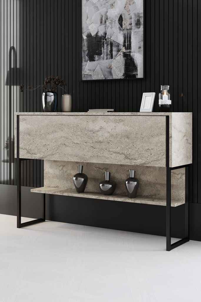 Skye Decor, Luxe - Travertine, Black, Kommoden, Travertin, 120 x 80 x 30 cm