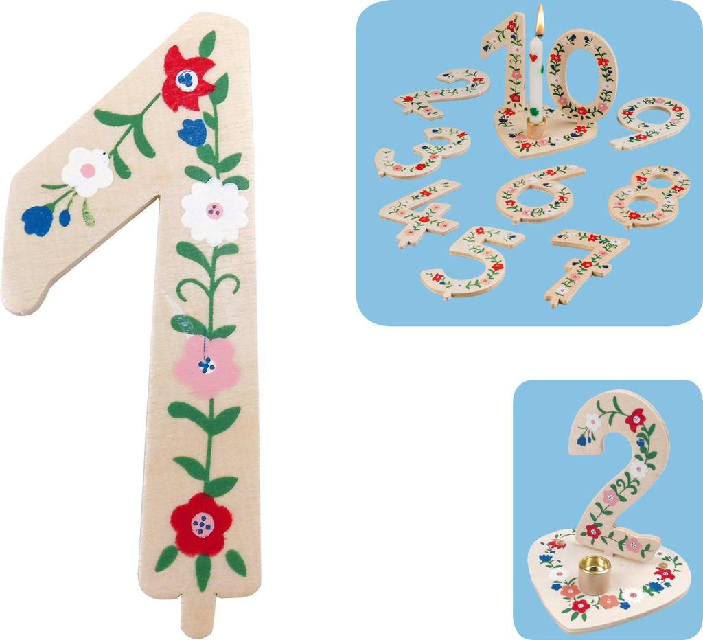 Geburtstagszahl 1 Blumengruß 10cm