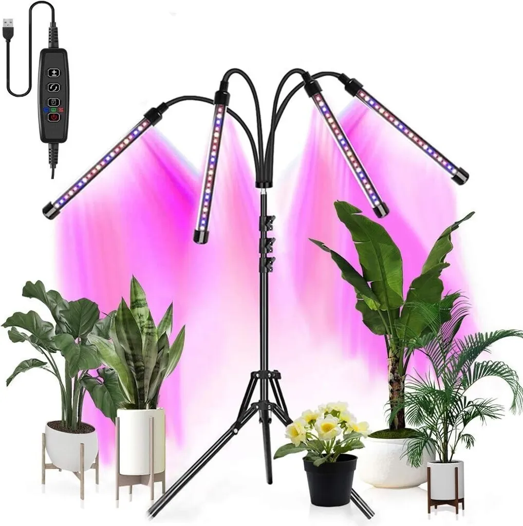 INF Lampe pliable pour plantes avec pied réglable et minuterie Noir
