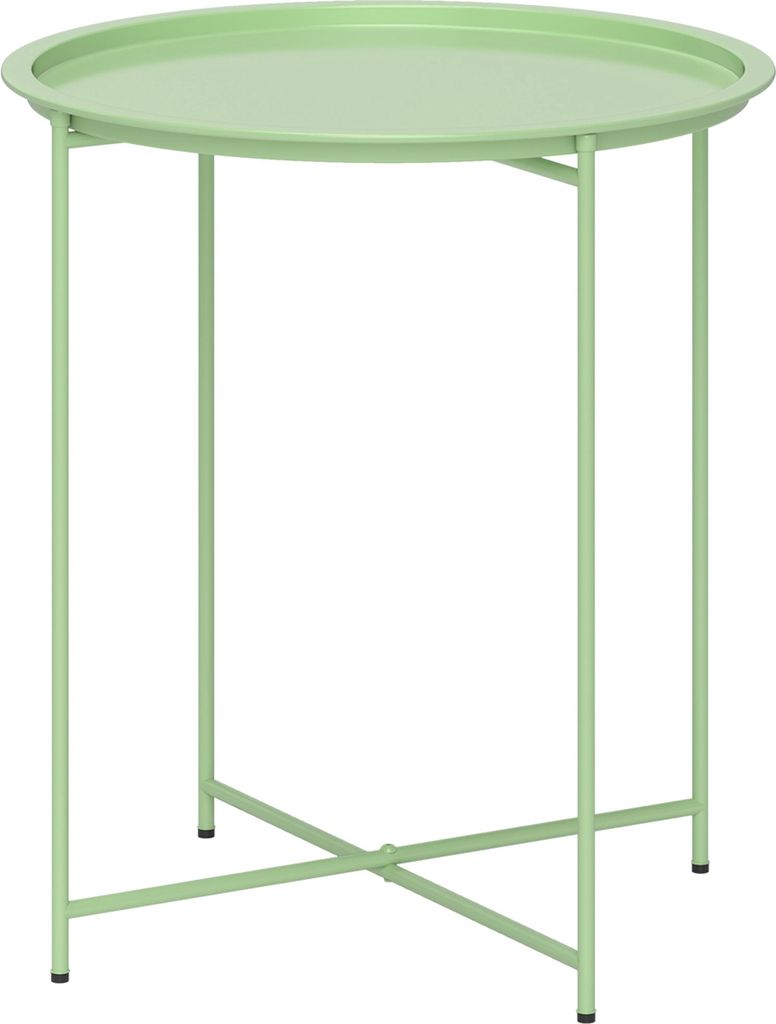 Balkontisch klappbar rund Ø46 cm mit abnehmbarem Serviertablett, erhöhter Rand, Stahlrahmen – Beistelltisch Garten Terrasse | 53 cm hoch | 30 k...