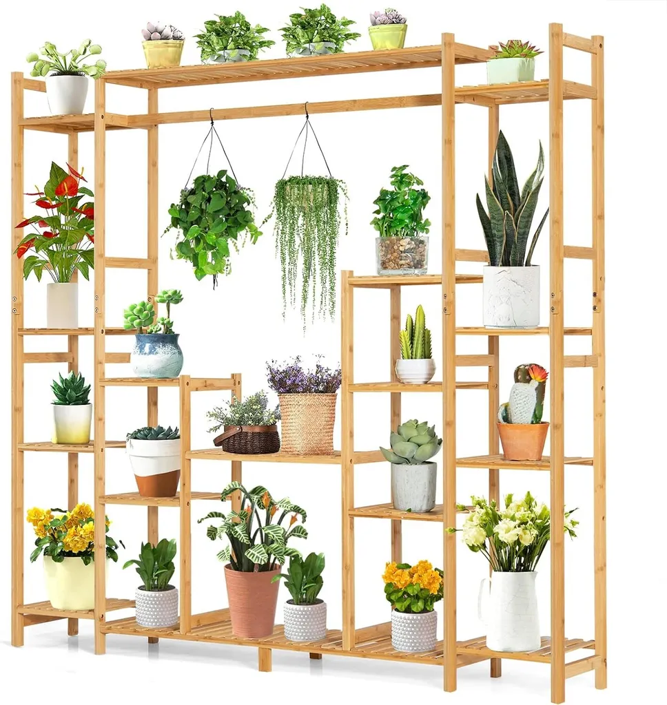 Support plantes vertical en bambou pour gagner de la place en intérieur
