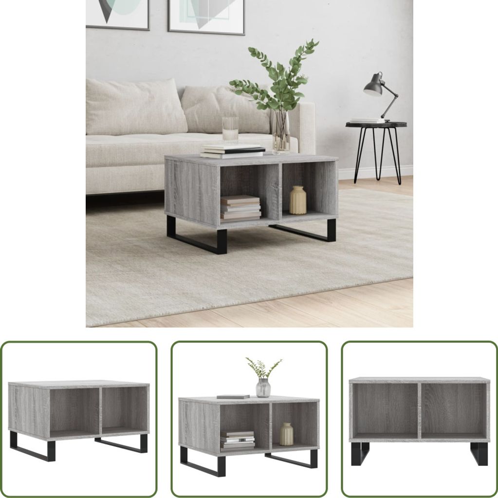 The Living Store Couchtisch Grau Sonoma 60x50x36,5 cm Holzwerkstoff