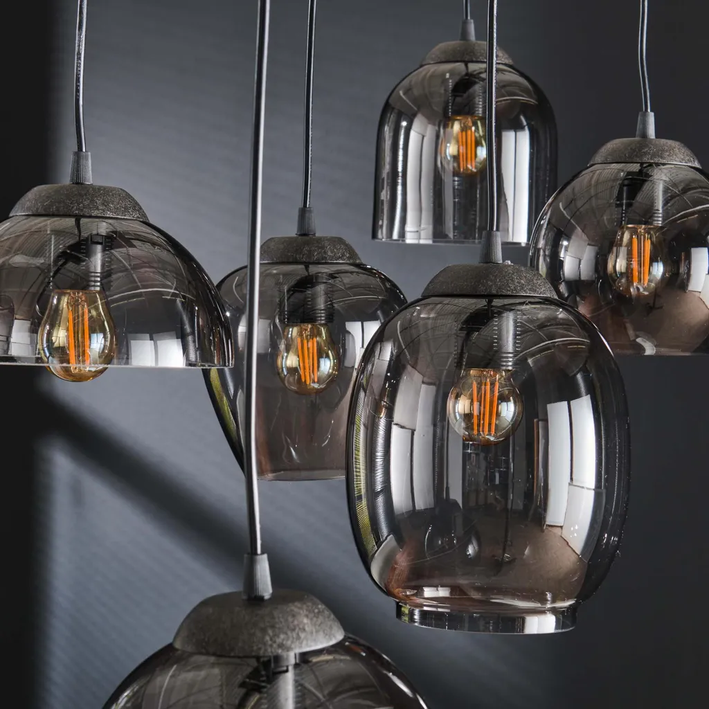 Plafonnier Design 43 cm - Solution Éclairage Doux Verre Gris et Bronze