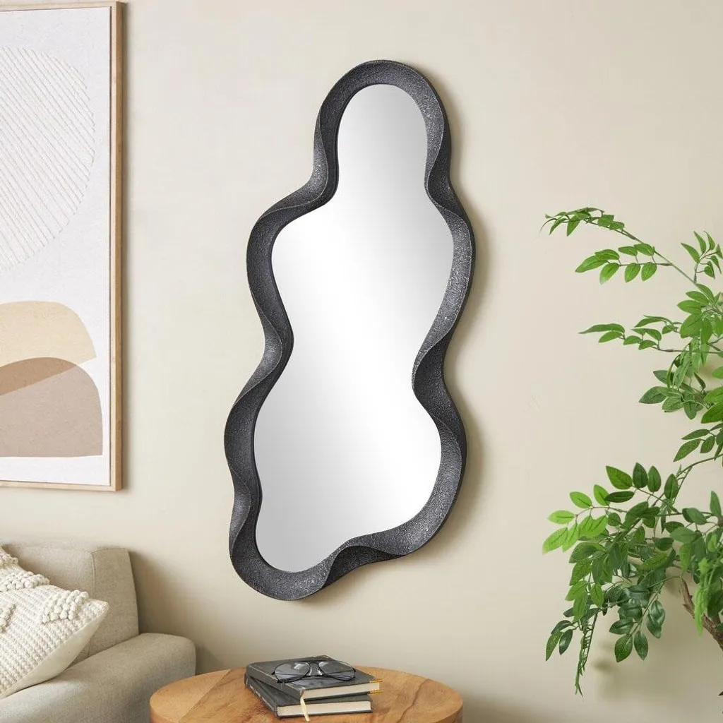 Miroir à cadre noir Milton & Oldbrook Tranas 46x98 cm de qualité