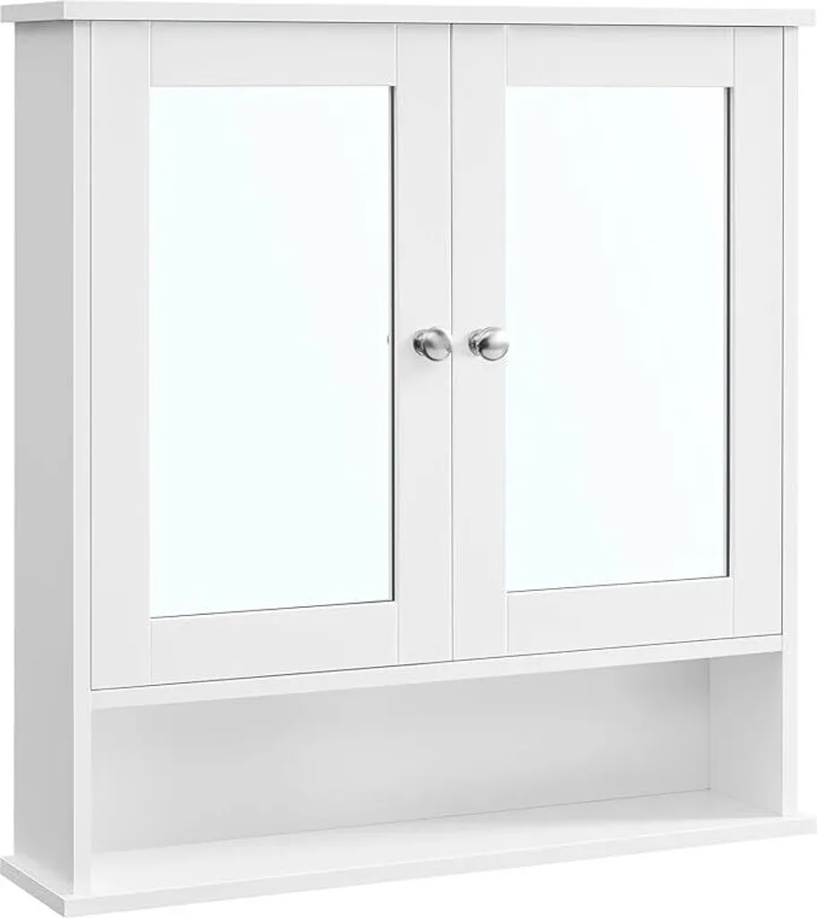 VASAGLE Mobile Bagno Sospeso 65x75cm: Specchiera con Ante Bianca