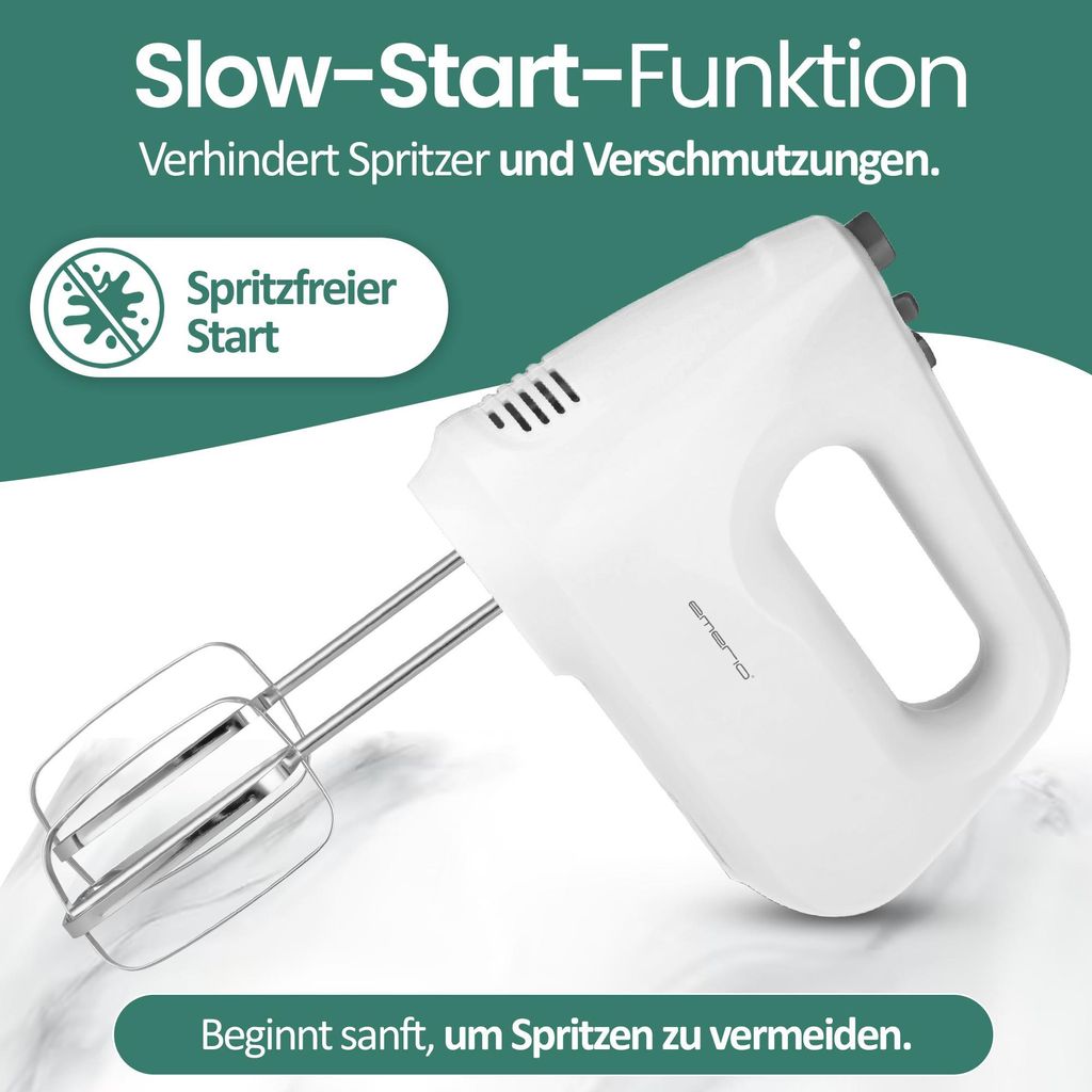 Emerio Handmixer mit Knethaken, Slow Start Funktion, Turbo Immagine del prodotto 
