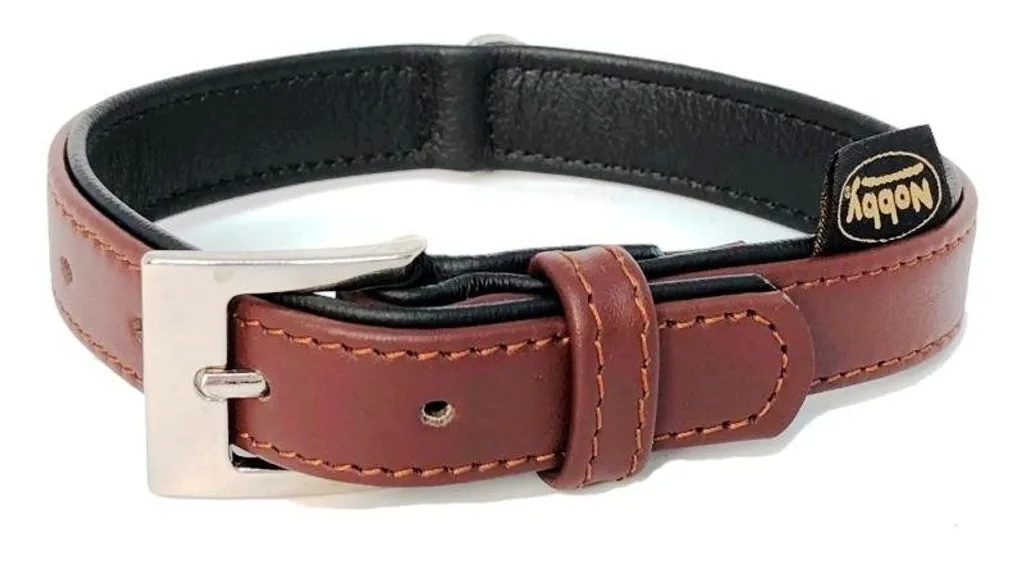 Collier Nobby SUD Réglable 33-39 cm en Cuir Marron Largeur 21 mm