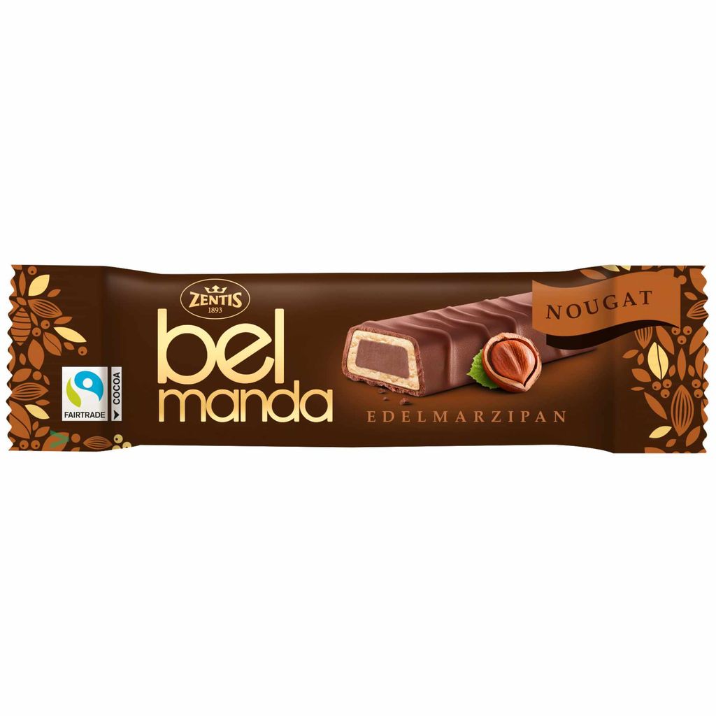 A chocolate bar wrapper with product details and an image of the chocolate bar.
