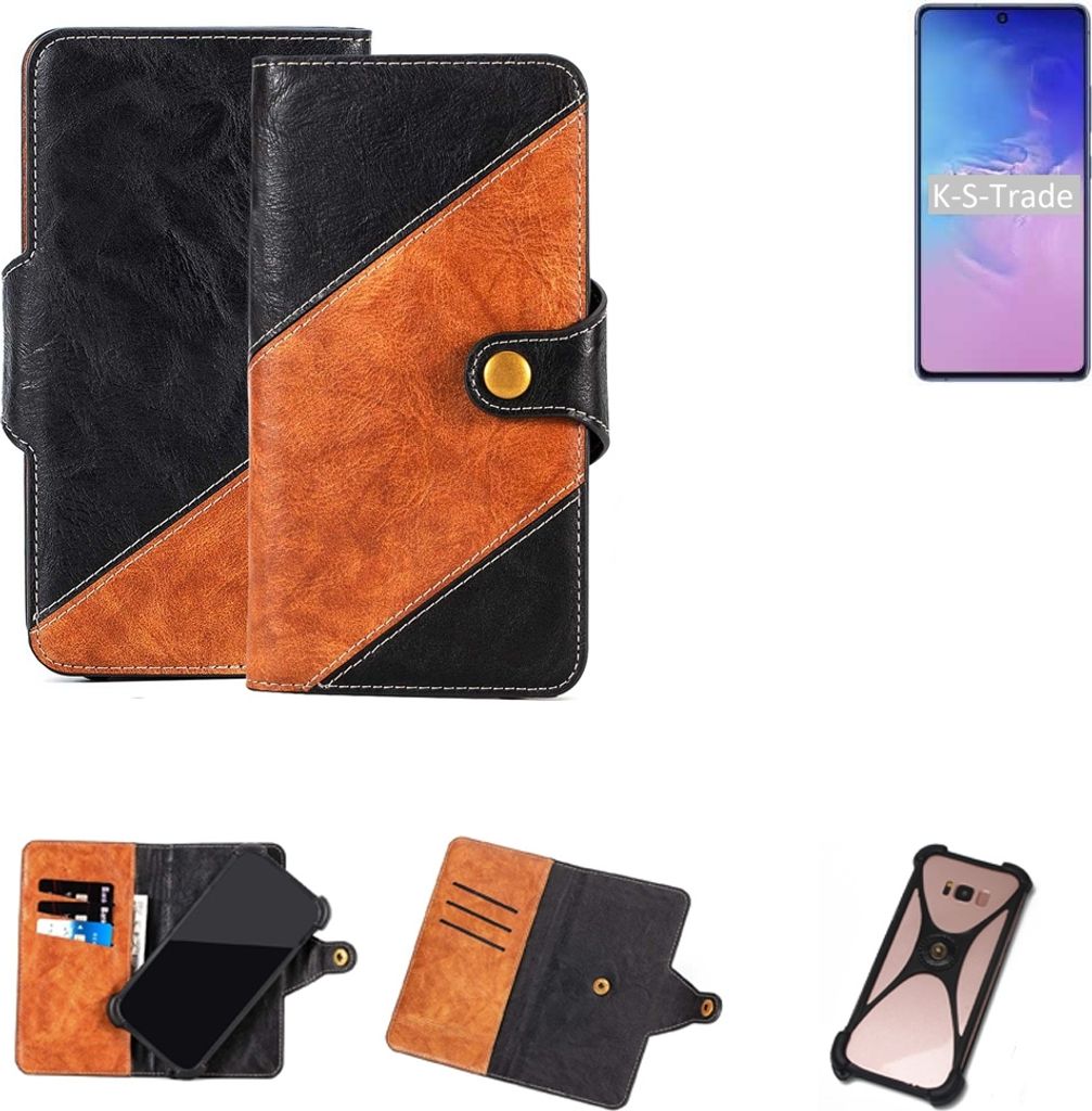 K-S-Trade Handyhülle Schutzhülle Bookstyle Case Wallet-Case kompatibel mit Samsung Galaxy Note 10 Lite Handy Cover Bumper Klapphülle schwarz
