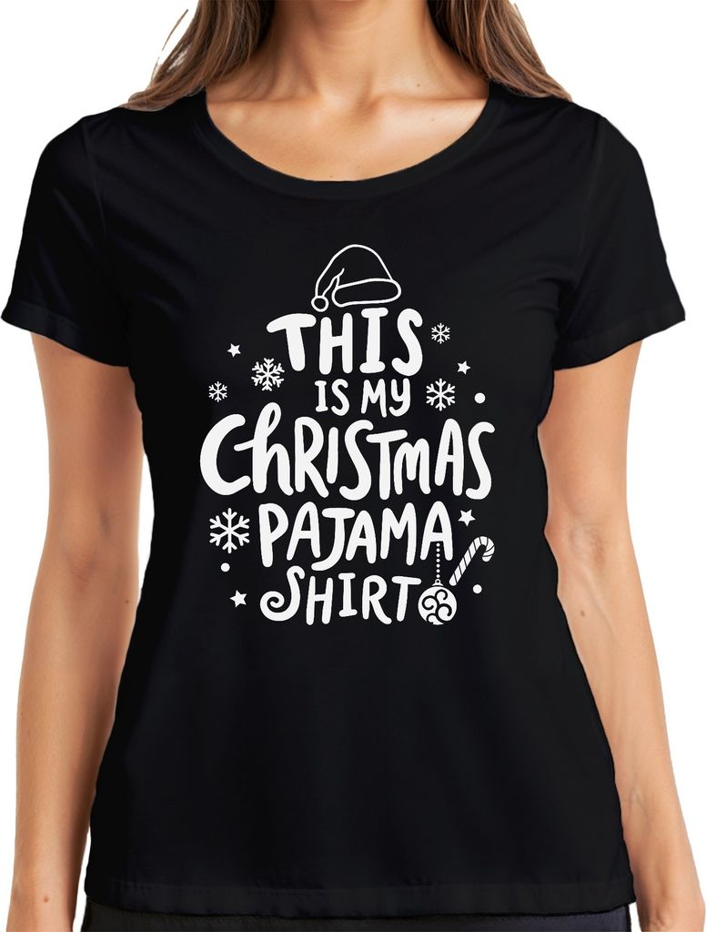 This is my Christmas Pajama Shirt Weiß Motiv - Weihnachten Xmas Christmas Damen T-Shirt, Schwarz, 3XL