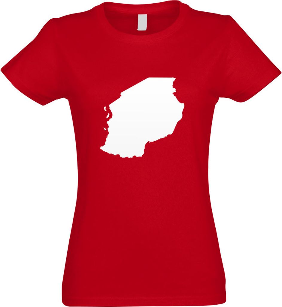 Kiwistar - T-Shirt tailliert - Damen - rot - Tansania Umriss Kontur - mit Motiv Bedruckt - Funshirt Design - Sport - Freizeit - Damen - S