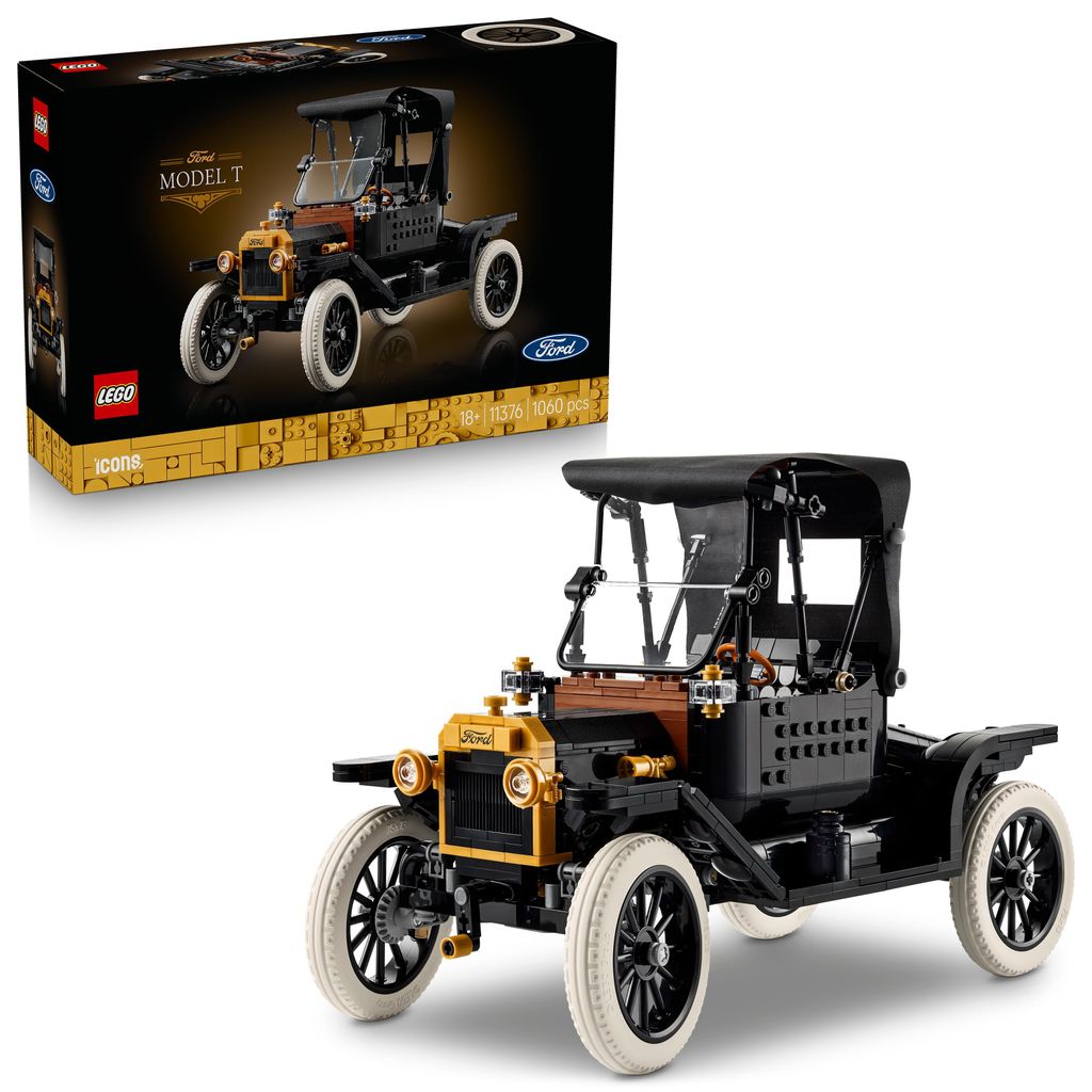 LEGO Icons Ford Model T - Retro Auto Modellbau für Erwachsene - Sammler Ausstellungsset mit Stofffaltdach, hohen Rädern & geteilter Windschutzsch...