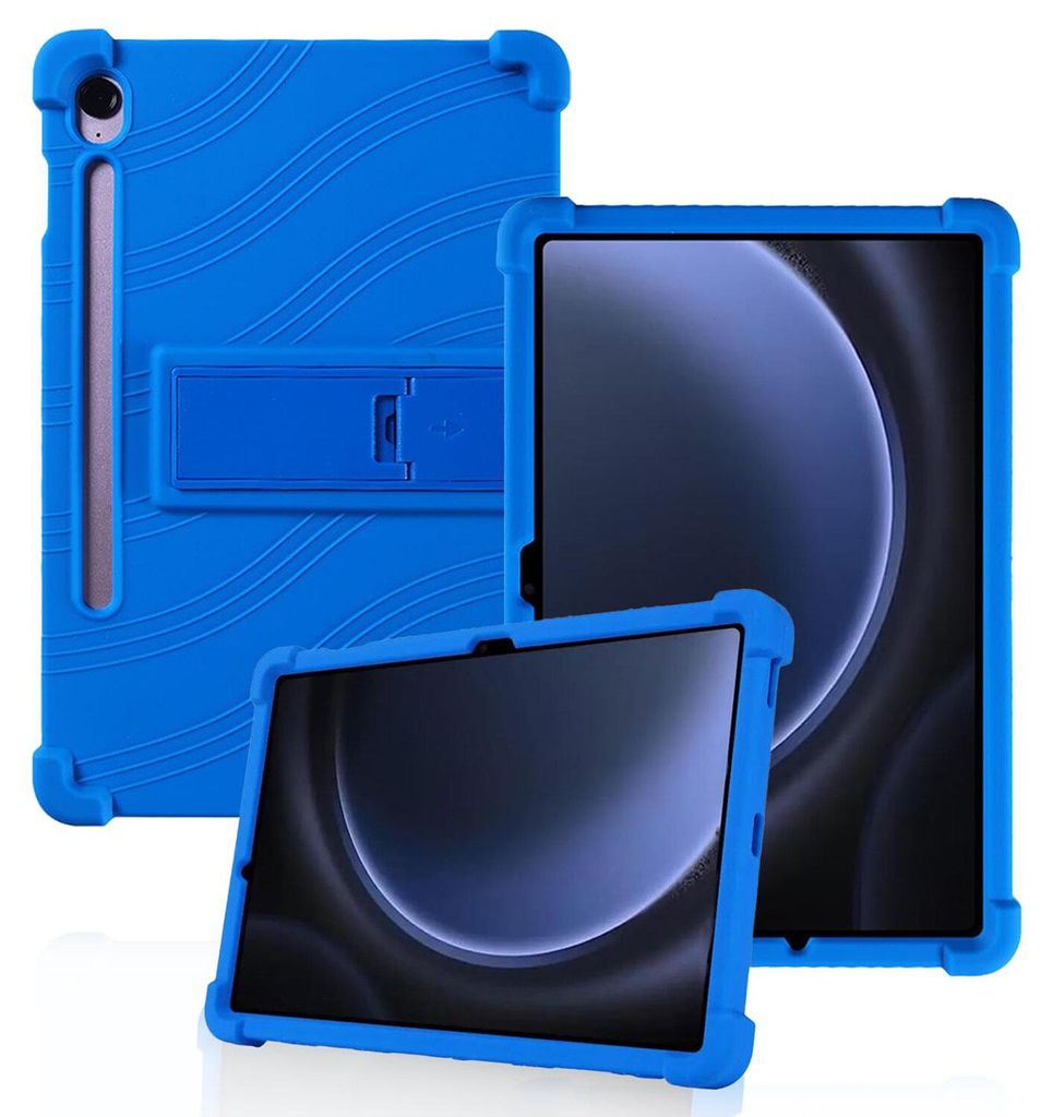 Tablet Hülle für Samsung Galaxy Tab S10 FE+ 13,1" 2025, Stoßfeste Weiches Silikon Schutzhülle mit Standfunktion Blau