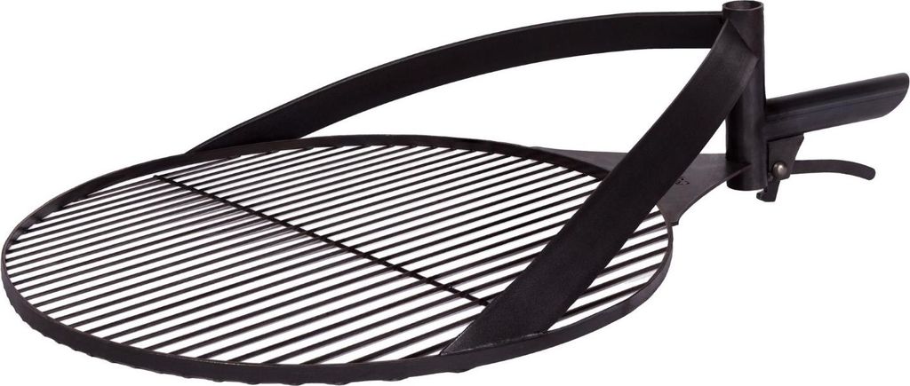 Grillrost Ø 60 cm Stahl schwarz mit Griff für Feuerschalen