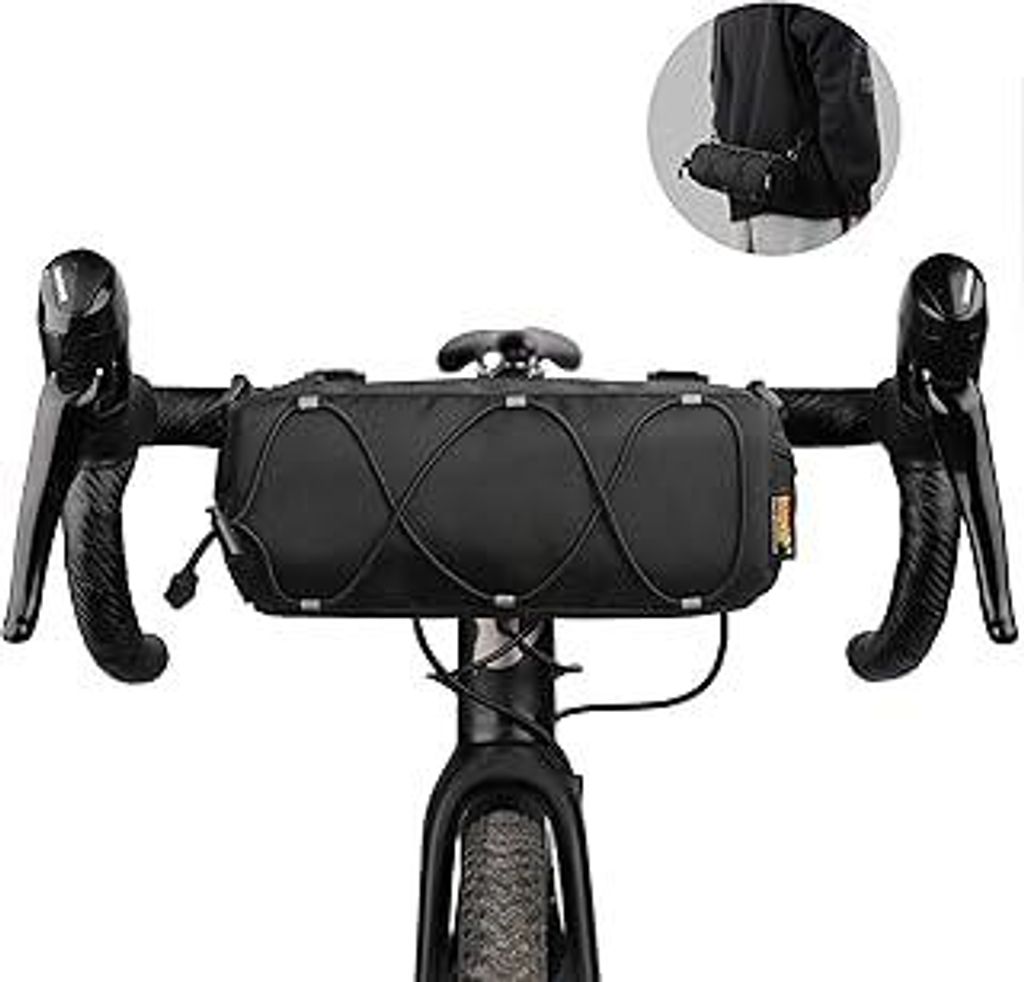 Rhinowalk Fahrrad Lenkertasche Vordertasche Fahrradtasche Aufbewahrungstasche mit Schultergurt für Rennrad Mountainbike Radfahren Reisen (Schwarz)