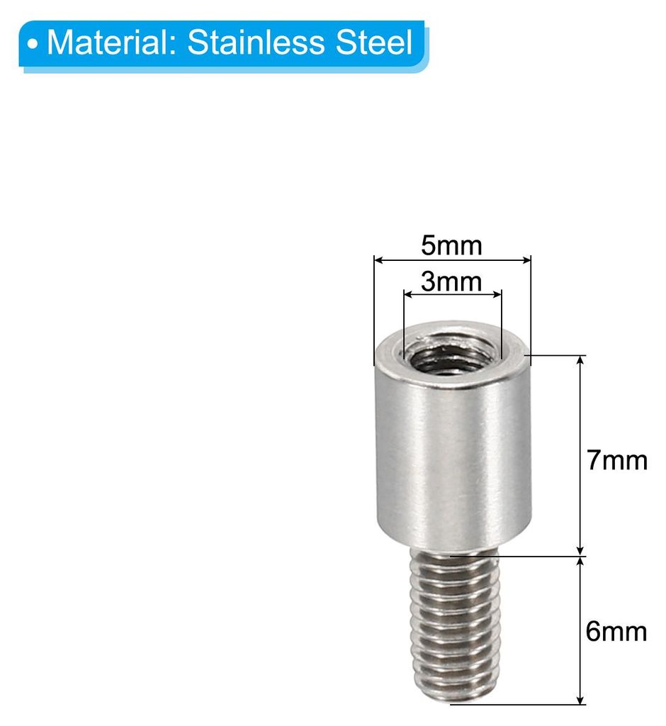 24 Stš¹ck M3 Abstandshalter, M3 7+6mm Spacer Distanzhš¹lsen Edelstahl Gewindeabstandshalter Schrauben Set 3mm ID 5mm OD Metrische m?nnliche wei...
