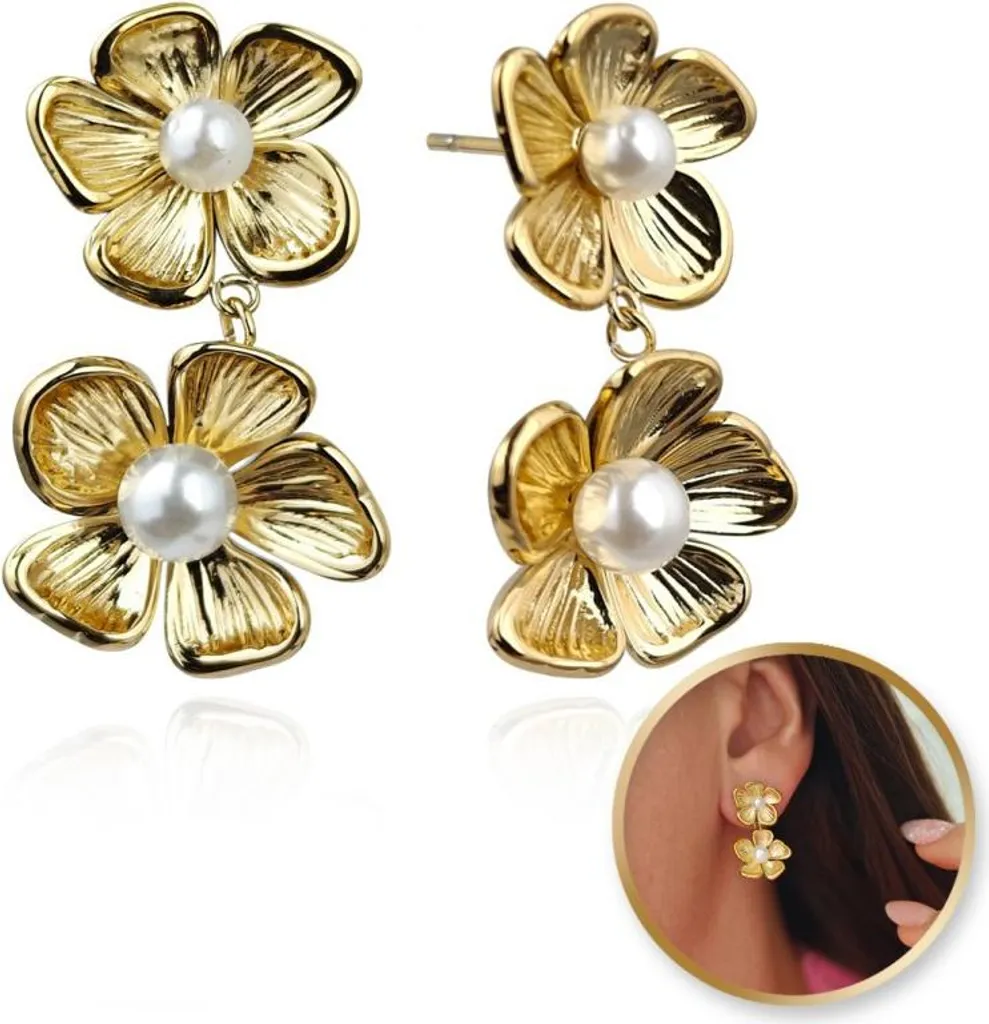 Boucles d'oreilles dorées perles KST3379 : chic et sans allergie