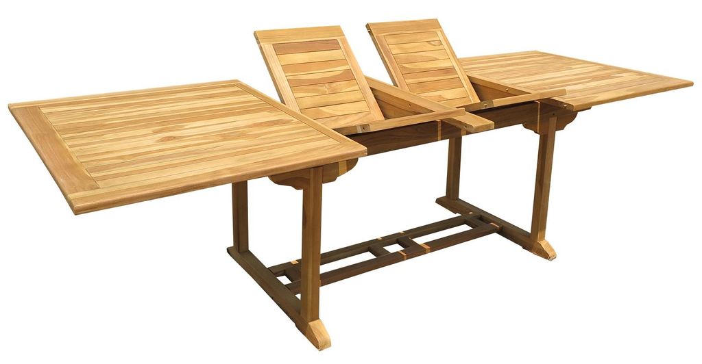 Teak Tisch Gartentisch ausziehbar Doppelauszug Holztisch Produktbild 