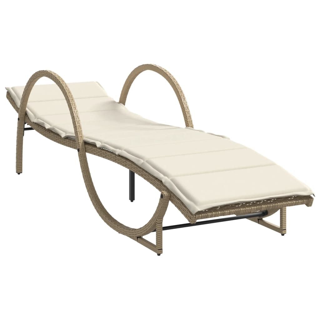 (Robust Möbel)Liegestuhl/Relaxliege - Sonnenliege mit Auflage Beige 60x199x42cm Poly Rattan - 60x199x42cm - 60x199x42cm - Gartenliegen DEMöbe...