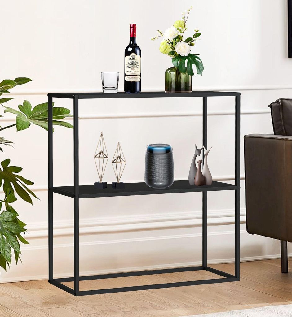 DanDiBo Konsolentisch Metall Schwarz Schmal mit 2 Ebenen Produktbild 