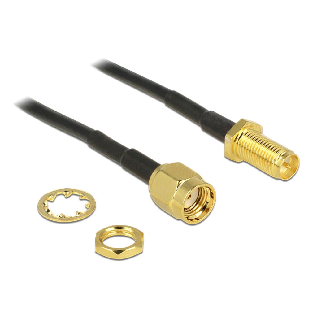 DELOCK HF Adapter RP-SMA -> RP-SMA zum Einbau 200mm S