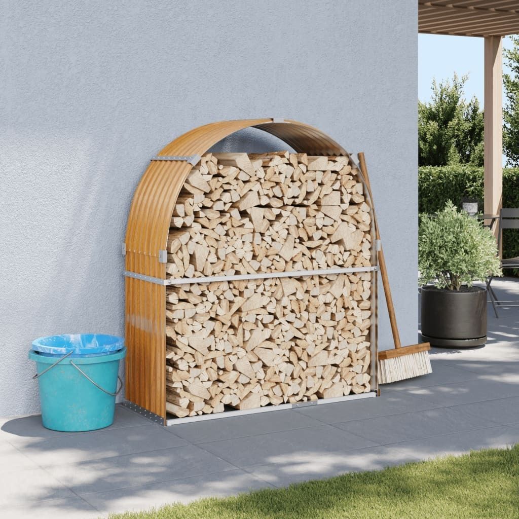 "2026 MODERNE"Kaminholzunterstand - elegantes Design - Feuerholzregal/Kaminholzregal - Holzoptik 120x45x140cm Verzinkter Stahl NEU947723 - Kaminhol...