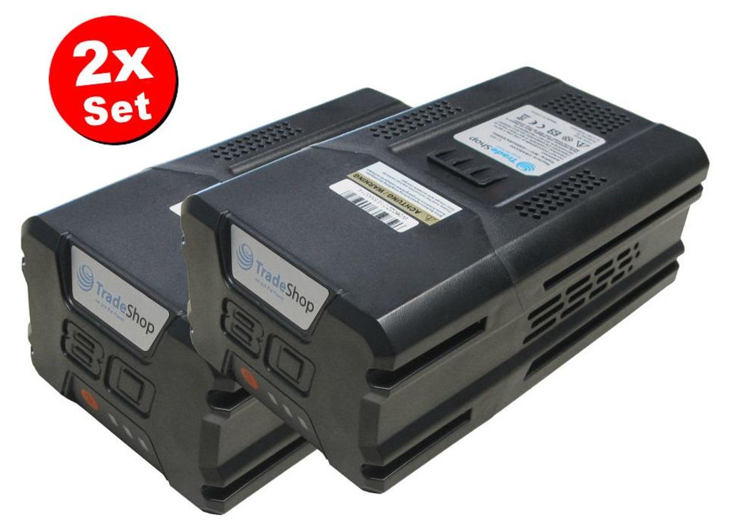 2x Li-Ion Akku für Werkzeuge der Greenworks Pro 80V Reihe wie Rasenmäher, Kettensäge, Heckenschere, Rasentrimmer, Laubbläser - ersetzt G80B4, 2...