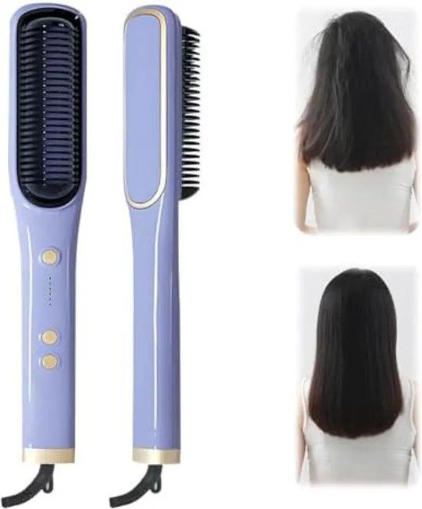 Brosse Droite Sans Fil : Lisseur Cheveux Rapide - Noir Mat