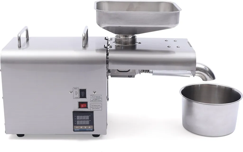 Extracteur d'huile électrique inox 750W avec modes de pression chaud froid