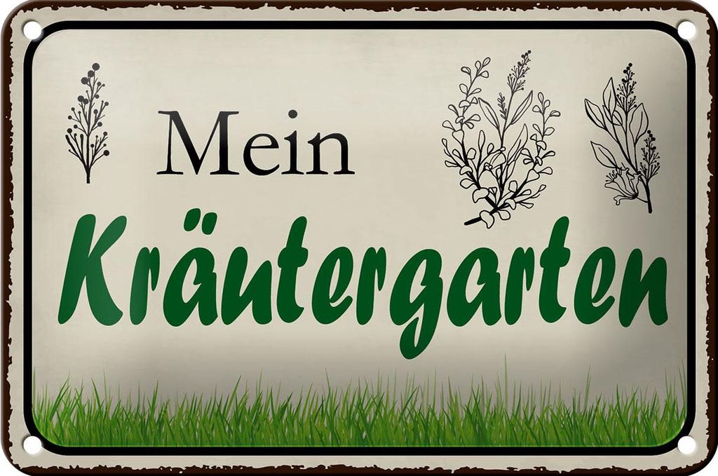 Blechschild Spruch 18x12cm mein Kräutergarten Garten Produktbild 