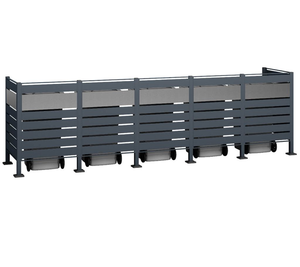 Westmann Metall Mülltonnenverkleidung Planum 5x240 L Anthrazit Mix 410x90x120 cm