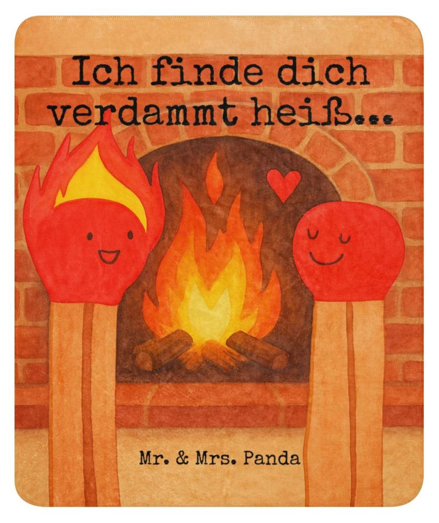 Mr. & Mrs. Panda Sofadecke Streichhölzer Design 130 x 155 cm - Weiß - Geschenk, Tagesdecke, Kuscheldecke, Schmusedecke, Heimdecke, Liebesgeschenk...