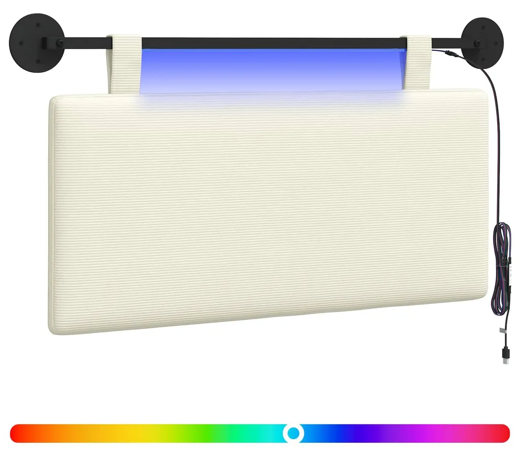 Tête de Lit Suspendue LED Velours Crème pour Rénover votre Chambre
