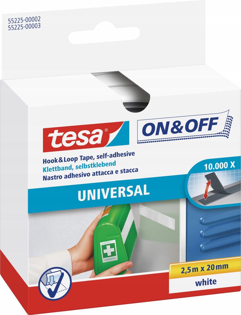 tesa ON&OFF Ruban agrippant universel blanc 2,5m 20mm Image du produit 