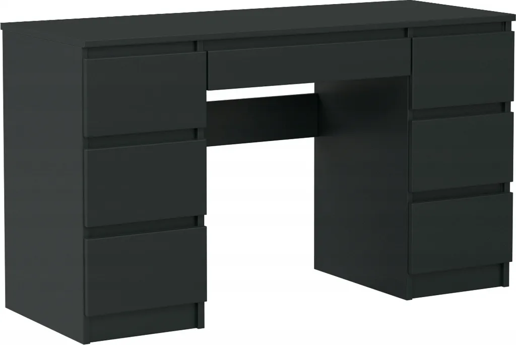 Bureau VBChome Noir 130x50x76 cm avec 7 Tiroirs - Table de Travail PC