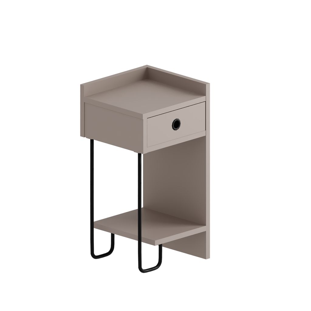 A 3D rendering of a modern nightstand.