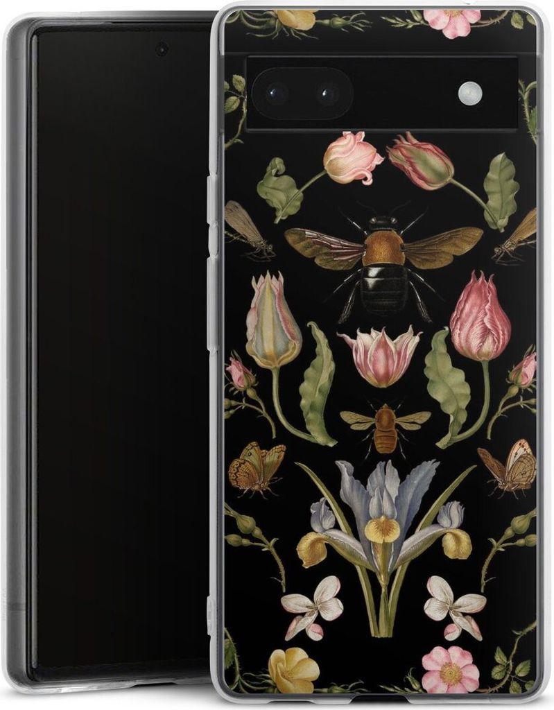 DeinDesign Handyhülle für Google Pixel 6a Silikon Hülle Case Smartphone Schutzhülle Biene Blumenkranz Blüte