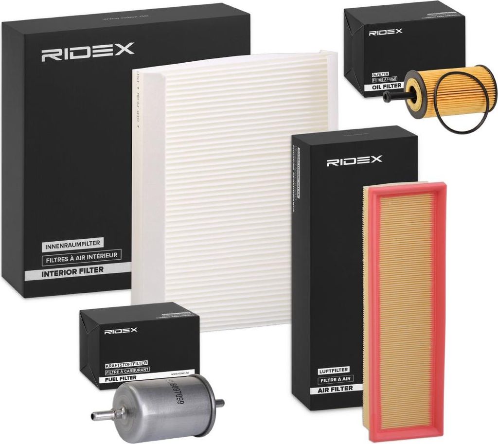 RIDEX Filterset Inspektionspaket Filtersatz passend für PEUGEOT PARTNER Combispace (5F) PARTNER Kasten (5) für CITROËN Berlingo / Berlingo First
