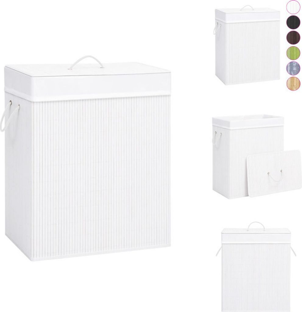 vidaXL Bambus-Wäschekorb mit 1 Fach Weiß 83 L -  Produktbild 