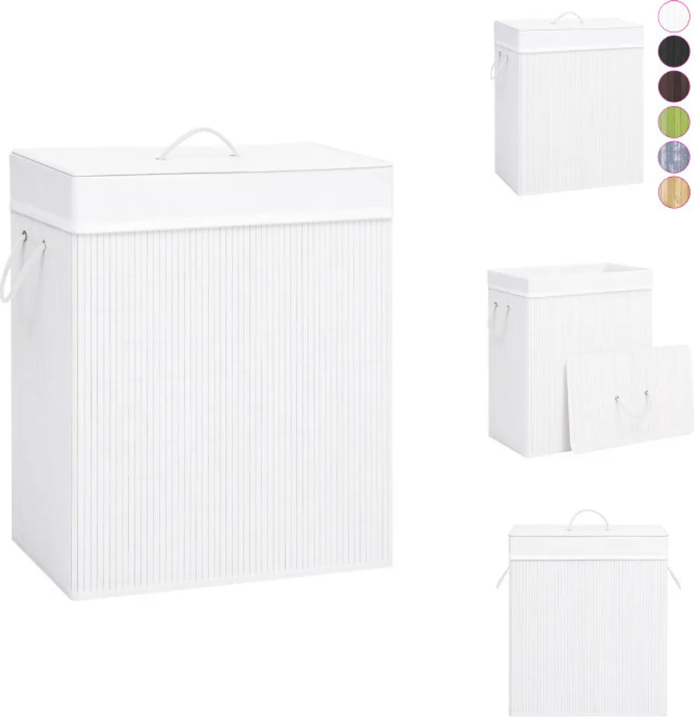 Panier à linge anti-odeurs en bambou blanc 83 L - Bac à linge discret