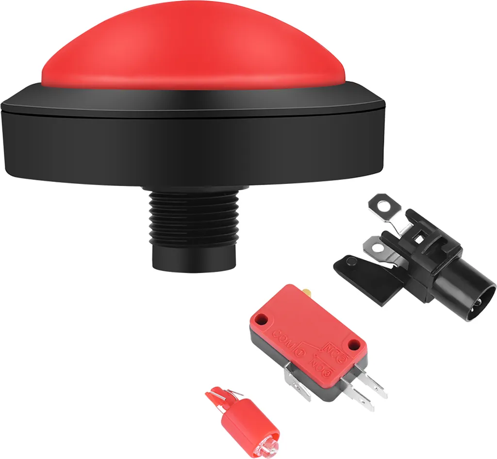 Pulsante Arcade 100mm LED Rosso: Tasto Jumbo per Progetti Extreme